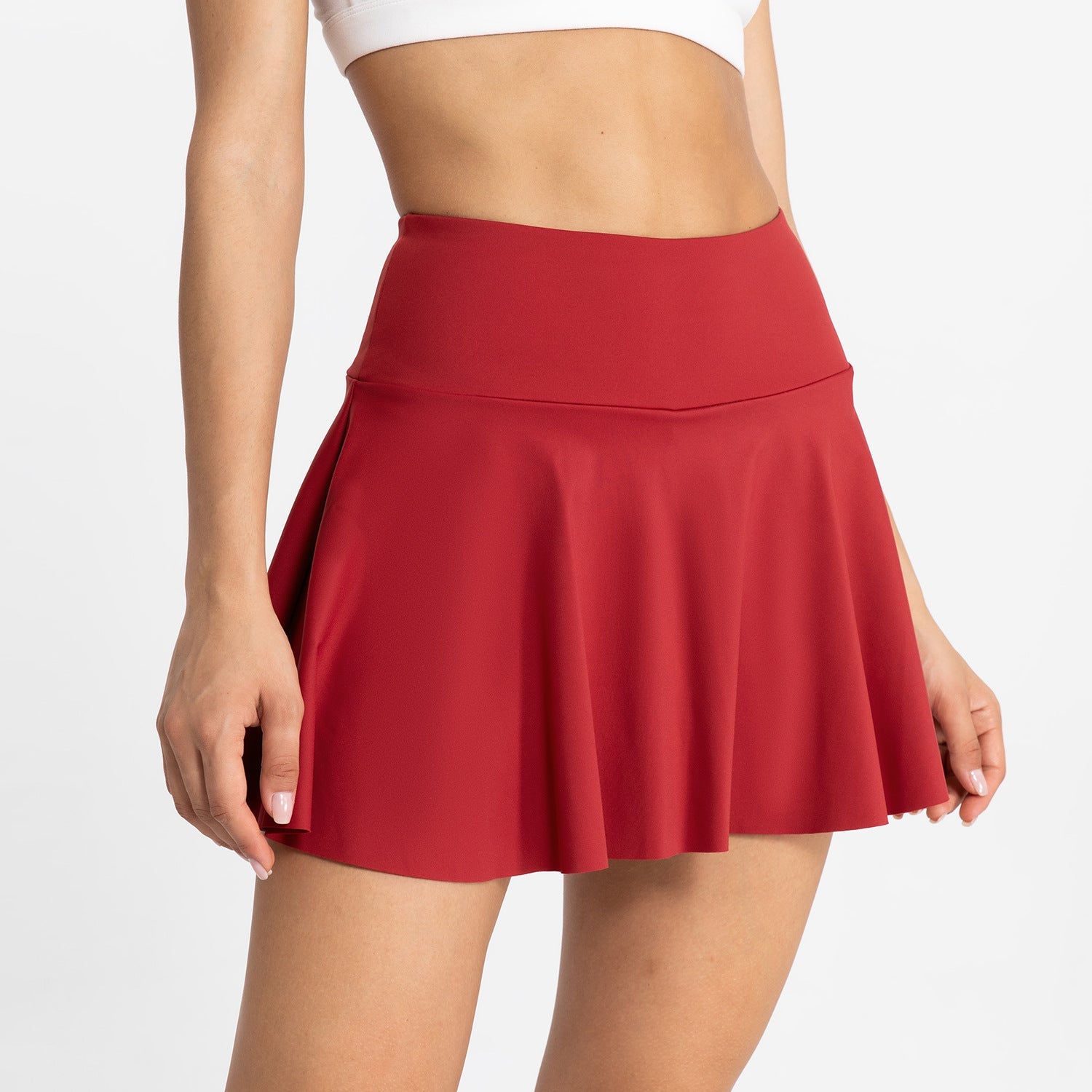 Fitted Yoga Short Skirt Breathable Mini Skirt Pants Running Fitness Tennis Anti-Exposure Pocket Sports Skirt